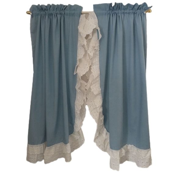 Vintage Accents Country Eyelet Lace Curtains Cafe Panels Pair
